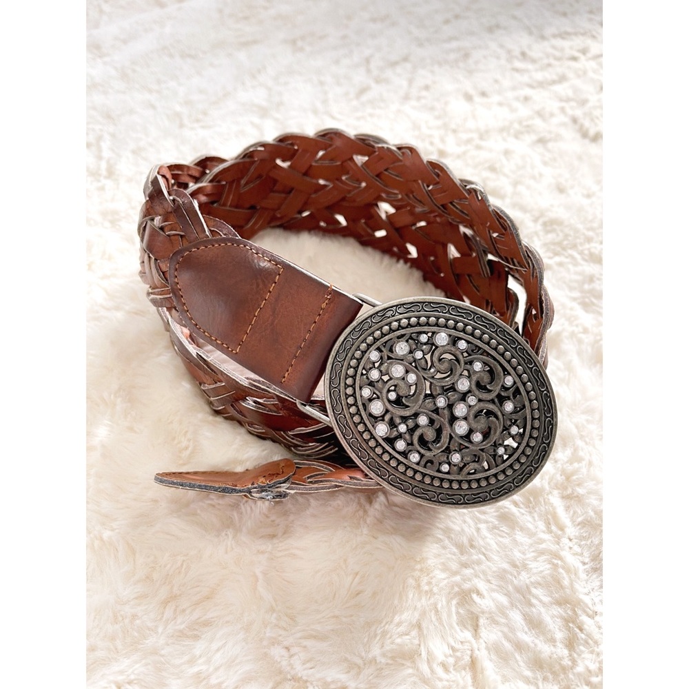 NWOT Woven Belt with Rhinestone Buckle